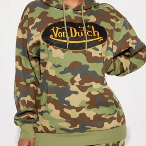 Von Dutch Green and Brown Camo Women's Sweater